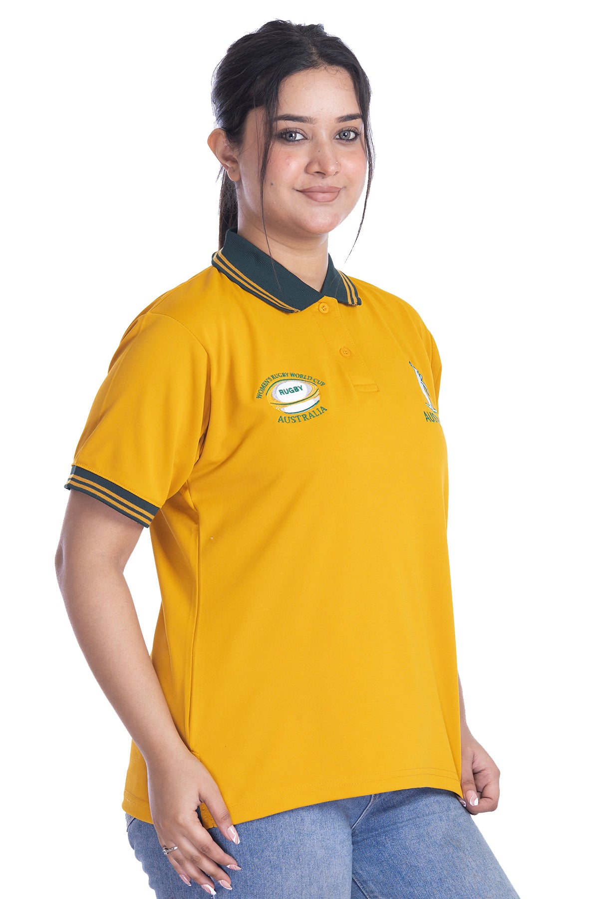 Women Australia Rugby World Cup 2025 T Shirt | Button Down Collar style Short Sleeve Size S to XXL( 8-10 to 24-26)