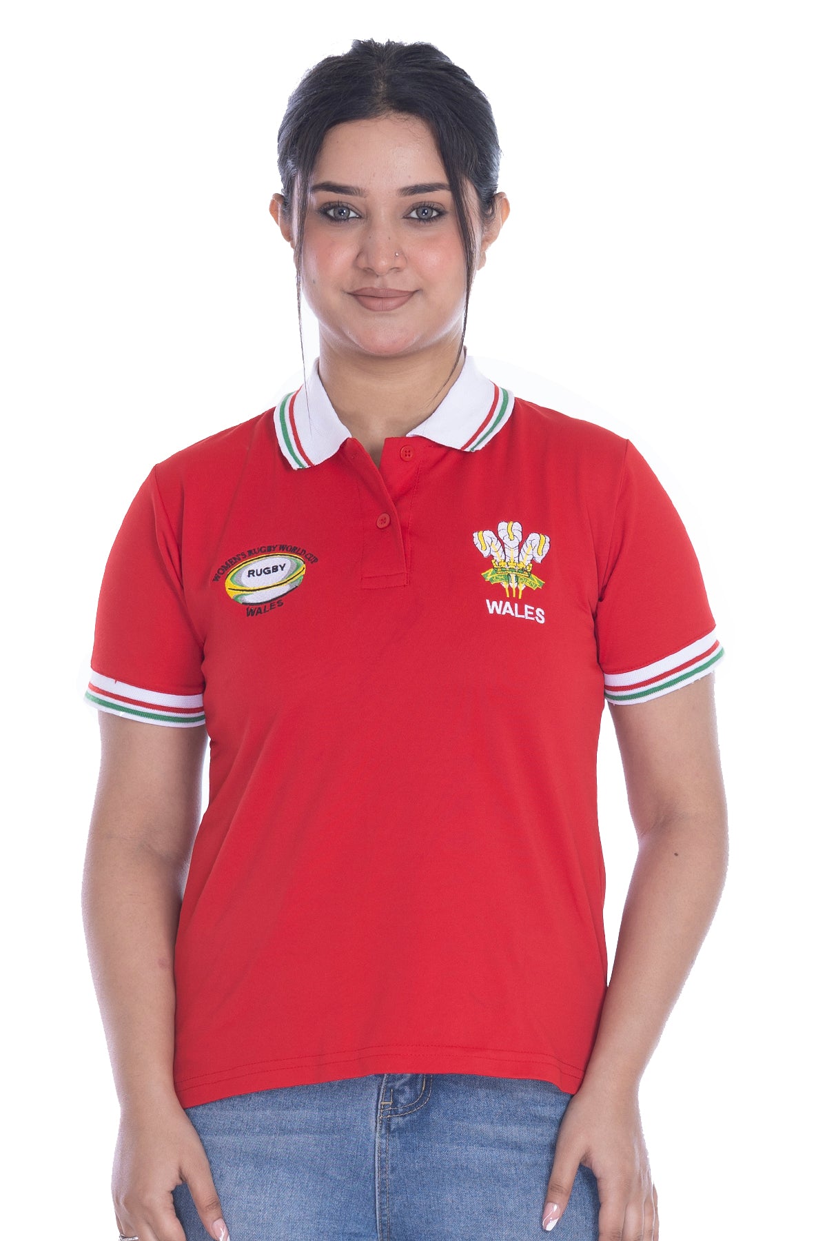 Women’s Wales Rugby World Cup 2025 T-Shirt – Button Down Collar, Short Sleeve S to XXL (Sizes 8-10 to 24-26)