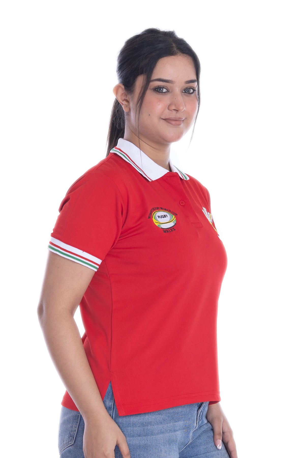Women’s Wales Rugby World Cup 2025 T-Shirt – Button Down Collar, Short Sleeve S to XXL (Sizes 8-10 to 24-26)