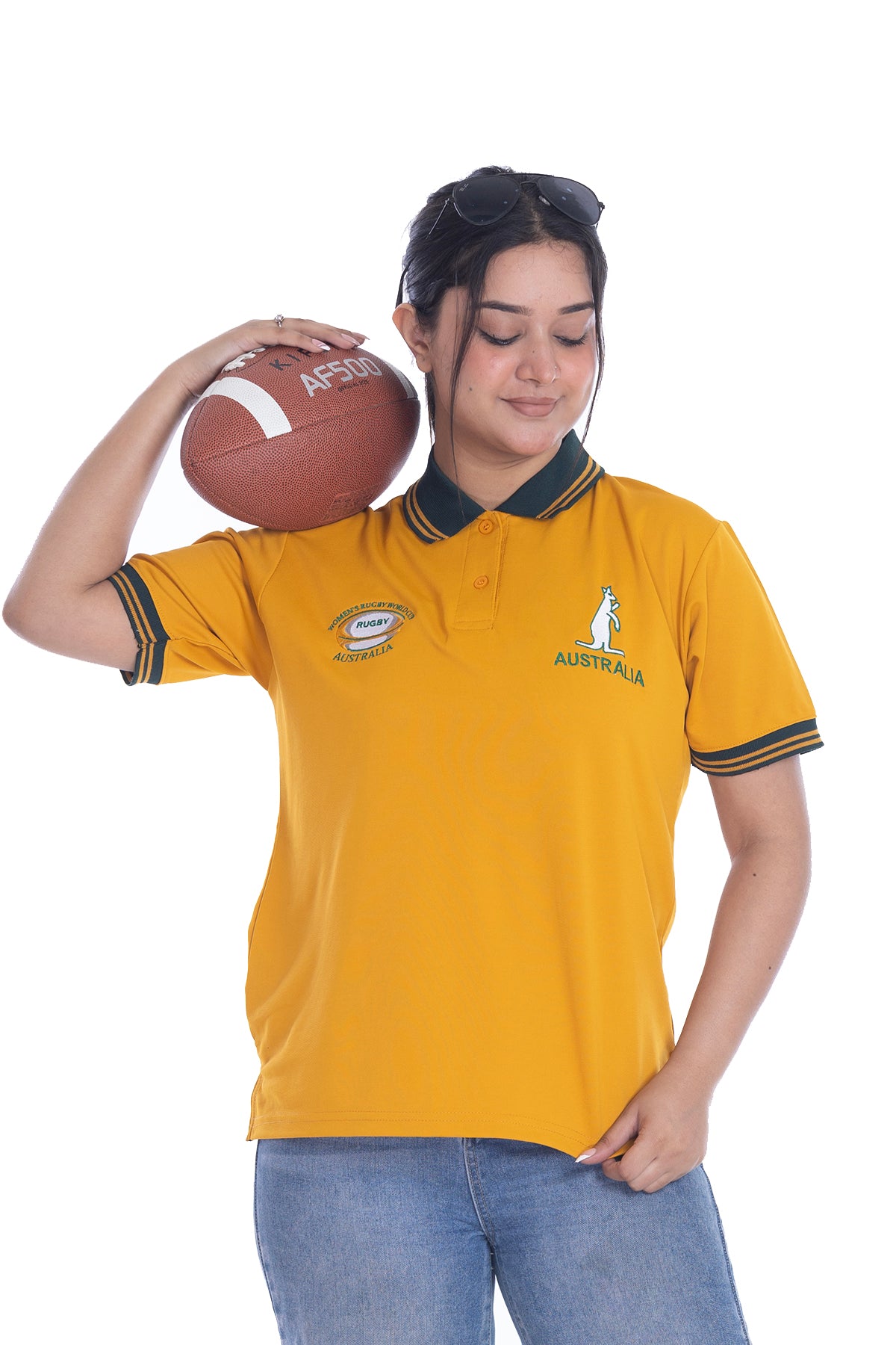 Women Australia Rugby World Cup 2025 T Shirt | Button Down Collar style Short Sleeve Size S to XXL( 8-10 to 24-26)