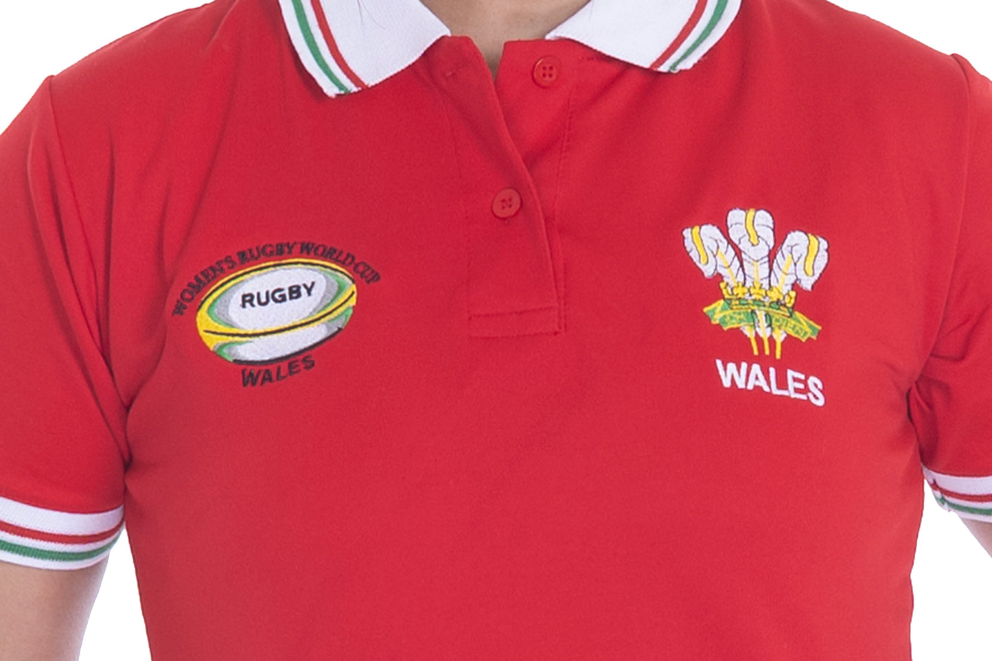 Women’s Wales Rugby World Cup 2025 T-Shirt – Button Down Collar, Short Sleeve S to XXL (Sizes 8-10 to 24-26)