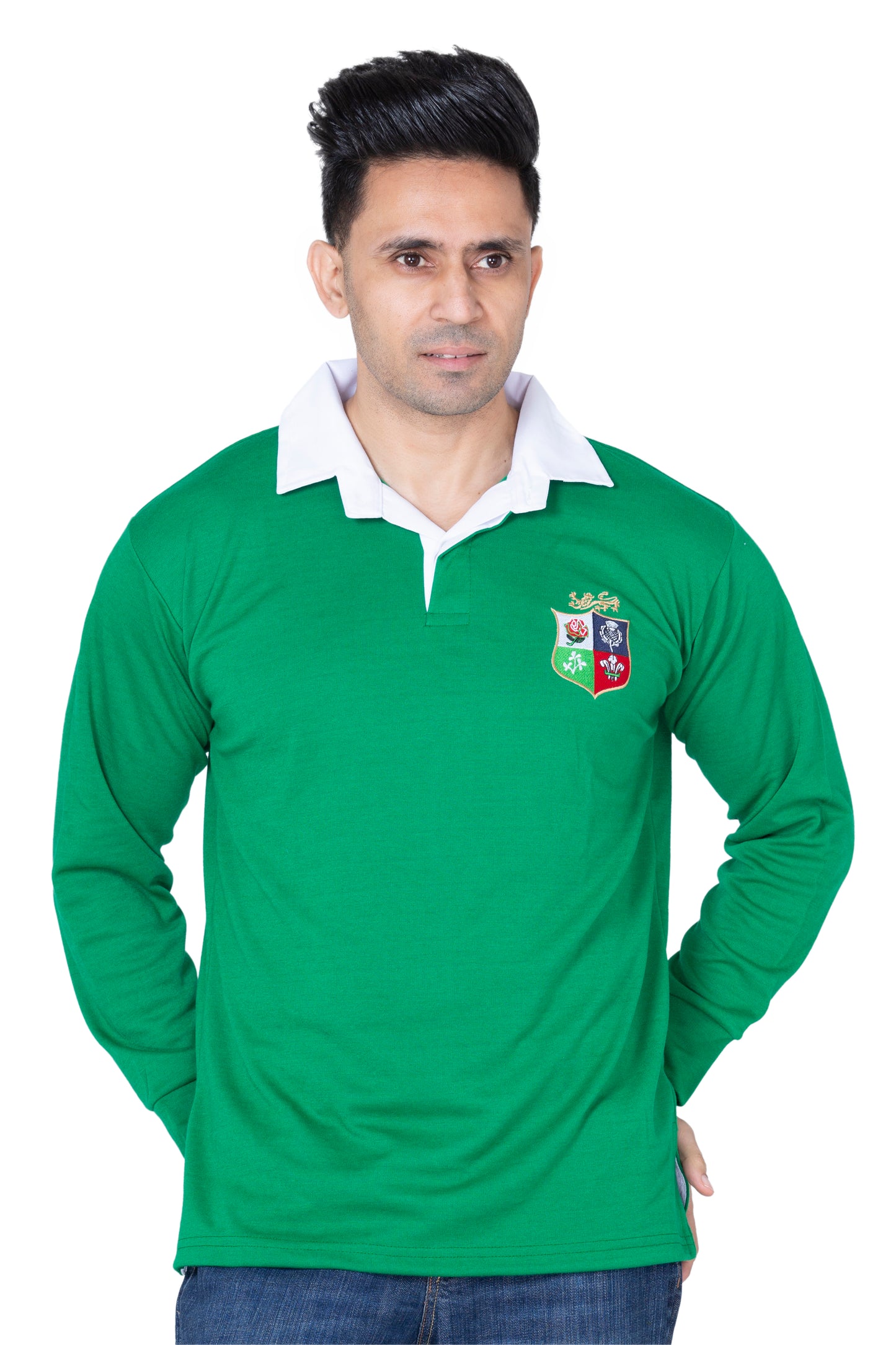 British Lions Rugby Long Sleeve Jersey for Men | Classic Rugby Fan Shirt with Button Down Collar | Sizes S–5XL