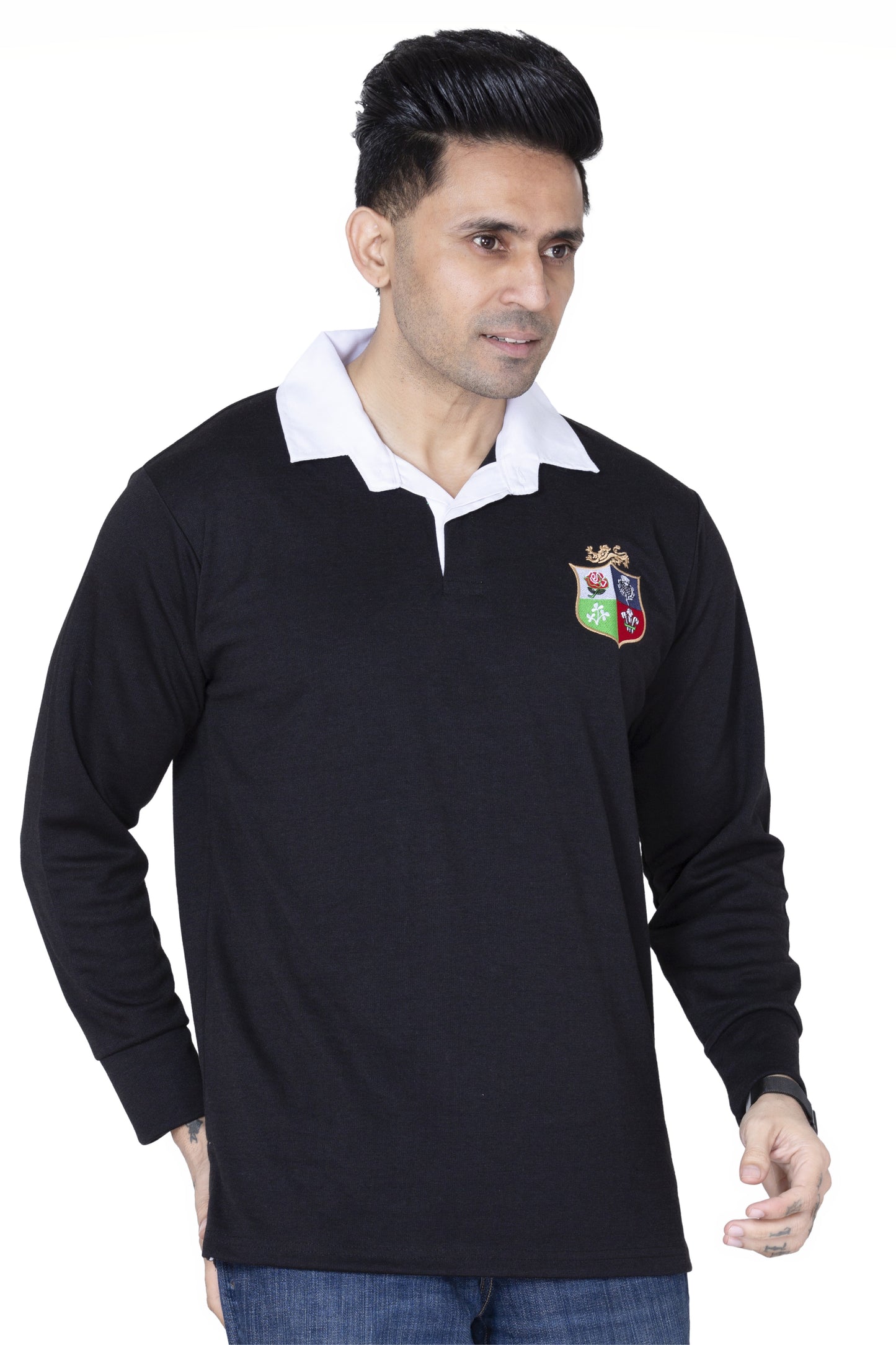 British Lions Rugby Long Sleeve Jersey for Men | Classic Rugby Fan Shirt with Button Down Collar | Sizes S–5XL