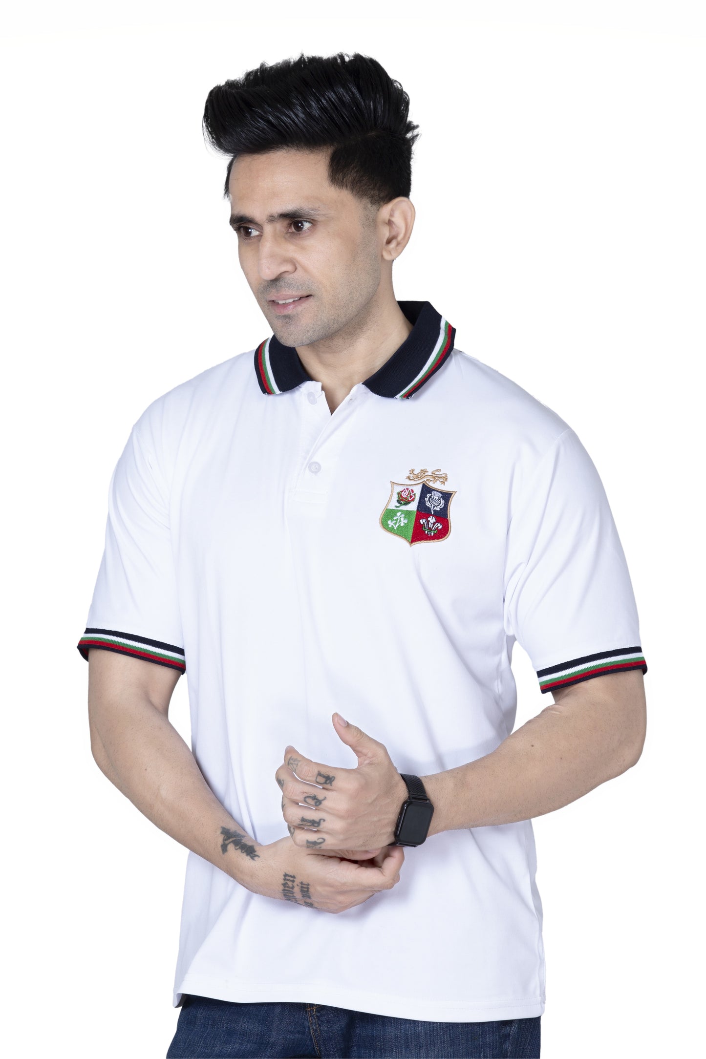 British Lions Rugby Short Sleeve T Shirt for Men | Classic Rugby Fan Shirt with Button Down Collar | Sizes S–XXL