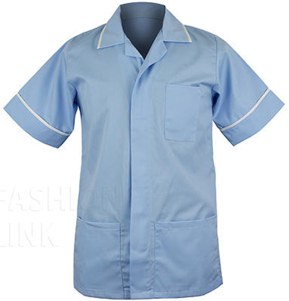 Male Healthcare Poly Cotton Tunic FNMT01 Sky/White Size S to XXL