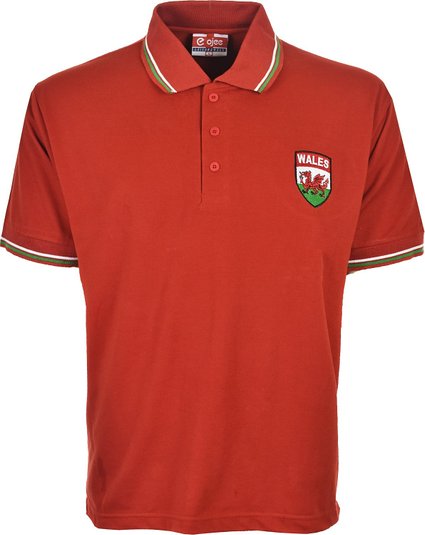 Wales Football Shirt Mens Euro Pique Polo Jersey