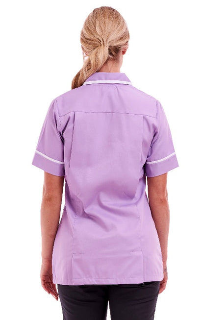 Women's Poly Cotton Tunic Ideal for Nurses and Care Homes | Size 8 to 26 | FUL05 Lilac