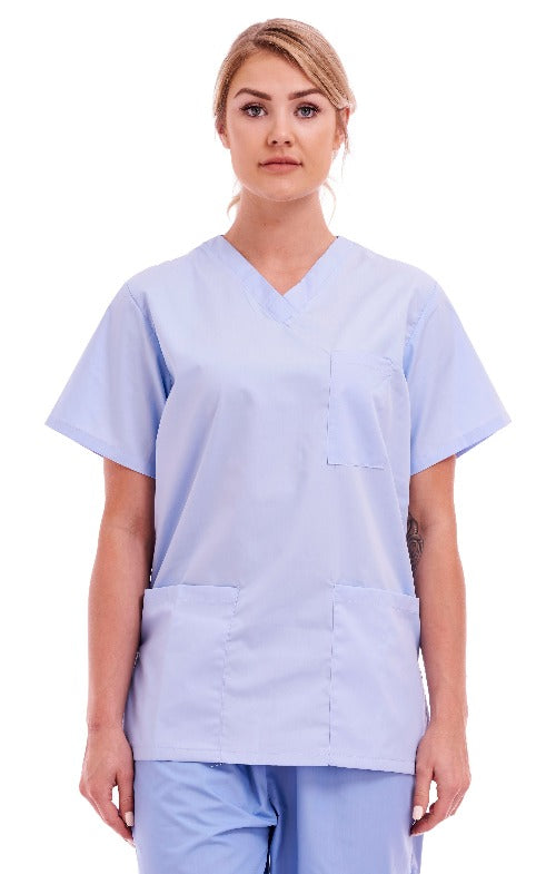 Unisex Smart Scrub Tunic Nurse Uniform | Size XS to 3XL | Sky Blue Tunic