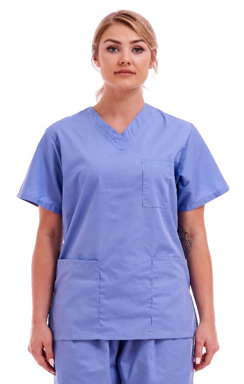 Unisex Smart Scrub Tunic Nurse Uniform | Size S to XXL | Hospital Blue