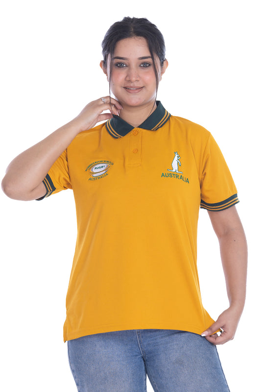 Women Australia Rugby World Cup 2025 T Shirt | Button Down Collar style Short Sleeve Size S to XXL( 8-10 to 24-26)