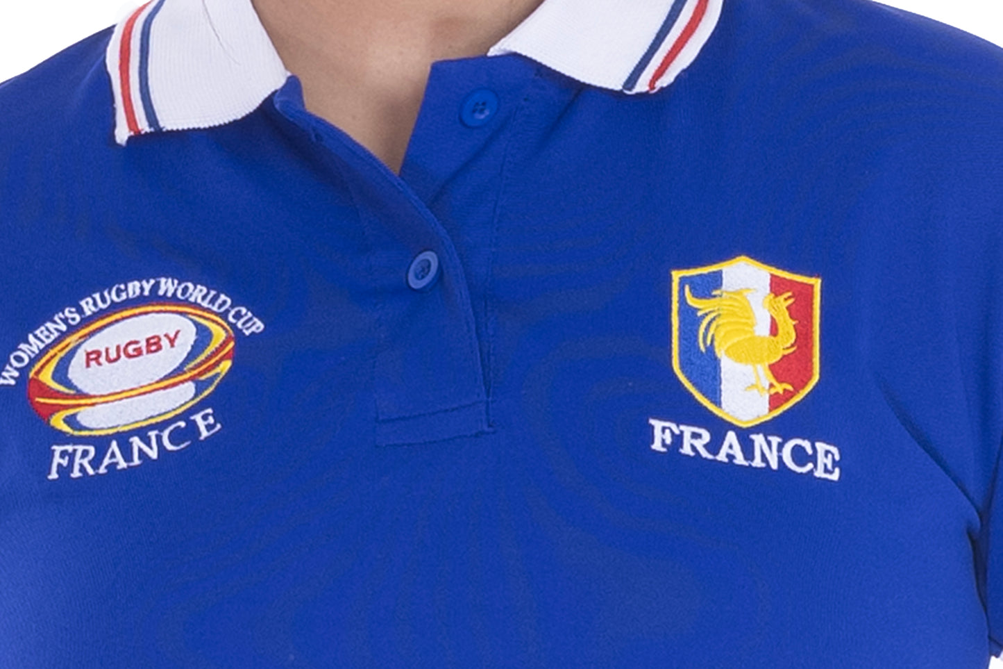 Women France Rugby World Cup 2025 T Shirt | Button Down Collar style Short Sleeve Size S to XXL( 8-10 to 24-26)