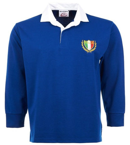 Men’s Italia Rugby Long Sleeve Sports Jersey | Embroidered Logo | Size S to 5XL | Blue