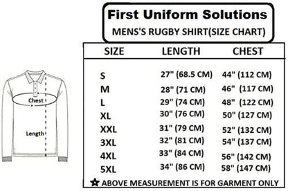 Men’s Six Nation Rugby Long Sleeve Sports Jersey | Embroidered Logo | Size S to 5XL | Multicolor