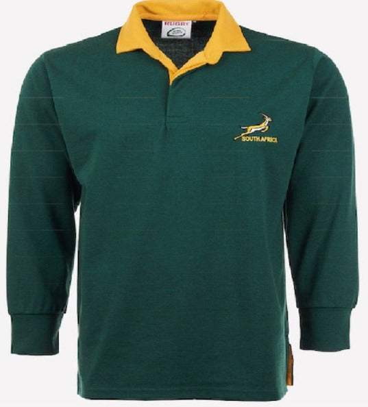 Men’s South Africa Rugby Long Sleeve Sports Jersey | Embroidered Logo | Size S to 5XL | Dark Green