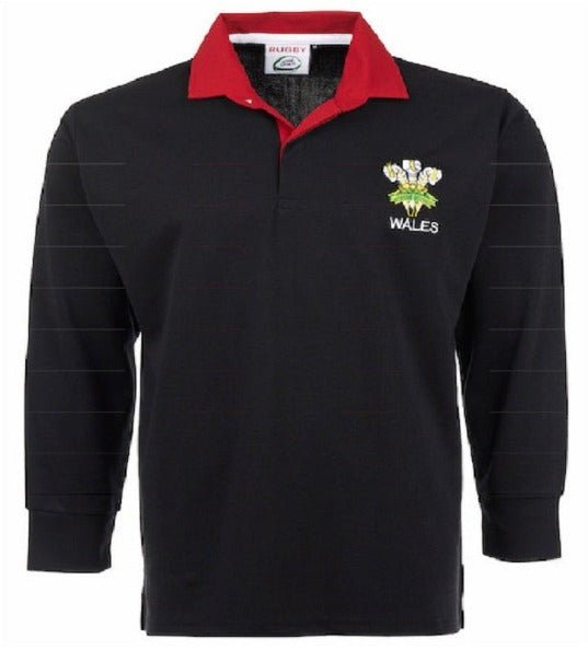 Men’s Wales Rugby Long Sleeve Sports Jersey | Embroidered Logo | Size S to 5XL | Multicolor