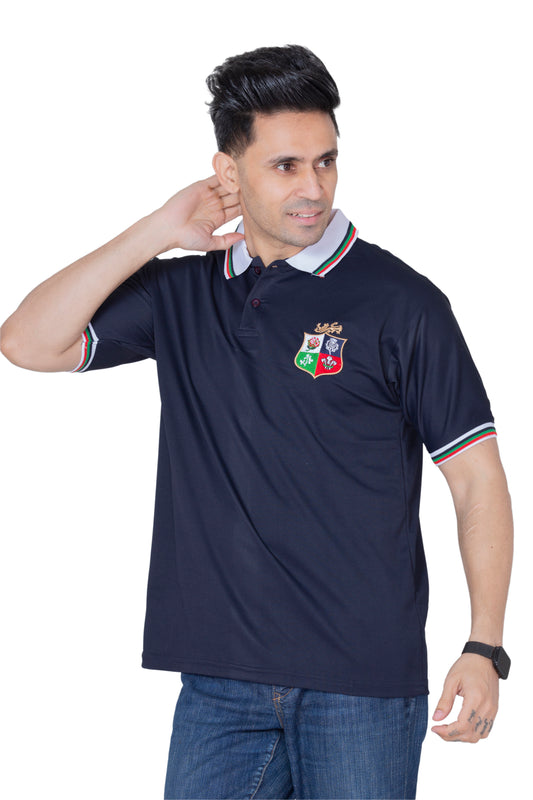 British Lions Rugby Short Sleeve T Shirt for Men | Classic Rugby Fan Shirt with Button Down Collar | Sizes S–XXL