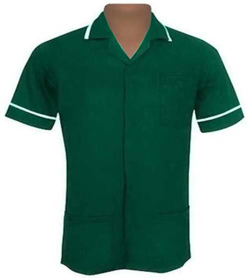 Male Poly Cotton Tunic FNMT01 | Size S to XXL | Bottle Green/White