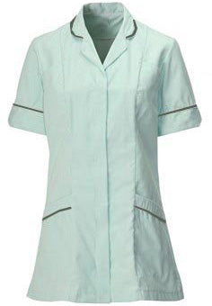 Women's Healthcare Poly Cotton Zipper Closure Tunic  Ideal for Nurses, Care Home and Private Health Care Workers | Size 8 to 26 | FNLT01 Aqua/White