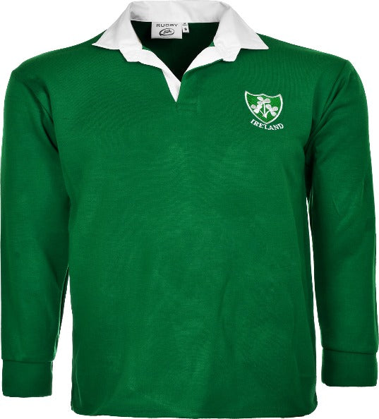 Men’s Ireland Rugby Long Sleeve Sports Jersey | Embroidered Logo | Size S to 5XL | Green
