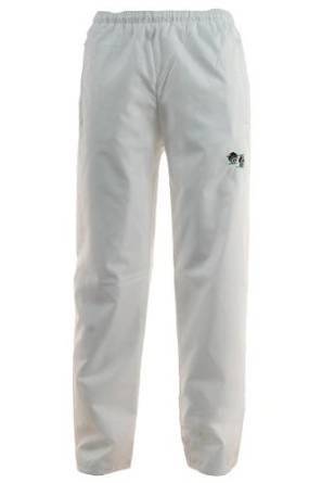 Mens Sportswear Bowling Waterproof Elasticated Waist Trousers with Embroidered Logo Size S to XXL White in Side Legs Size 31" 29" 27"