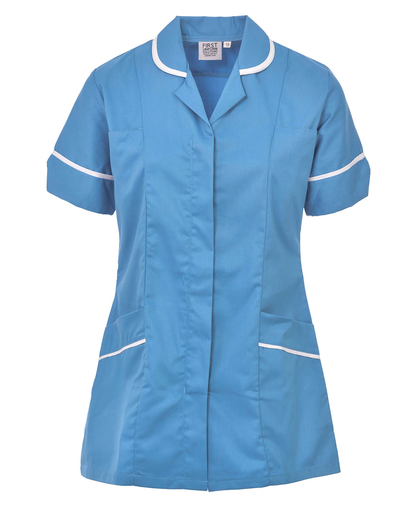 Women's Poly Cotton Tunic Ideal for Nurses and Care Homes | Size 8 to 26 | FNLT01 Hospital Blue
