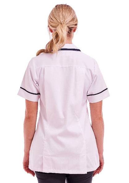 Women's Poly Cotton Tunic Ideal for Nurses and Care Homes | Size 8 to 26 | FUL05 White