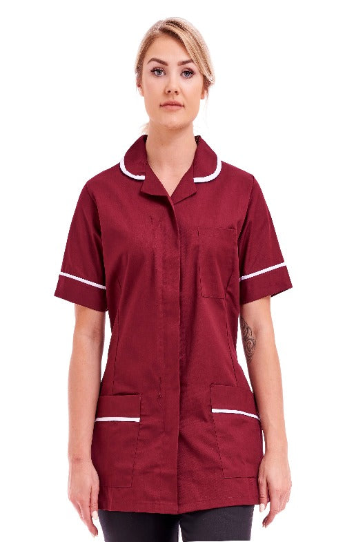 Women's Tunic Ideal for Nurses and Care Homes | Size 8 to 26 | FUL05 Burgundy