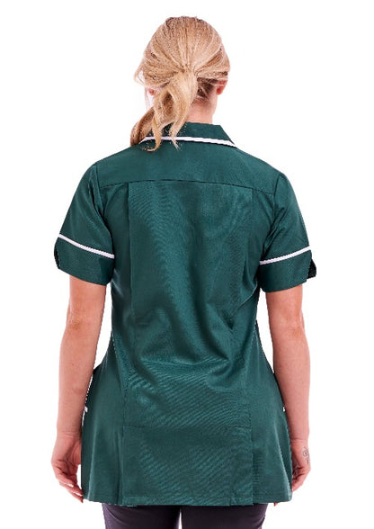 Women's Poly Cotton Tunic Ideal for Nurses and Care Homes | Size 8 to 26 | FUL01 Bottle Green