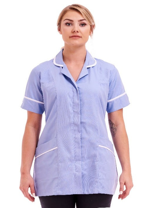 Women's Tunic Ideal for Nurses and Care Homes | Size 8 to 26 | FUL01 Sky Blue