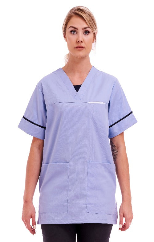 Unisex Smart Scrub Tunic Nurse Uniform Poly Cotton | Size S to XXL | Sky Blue
