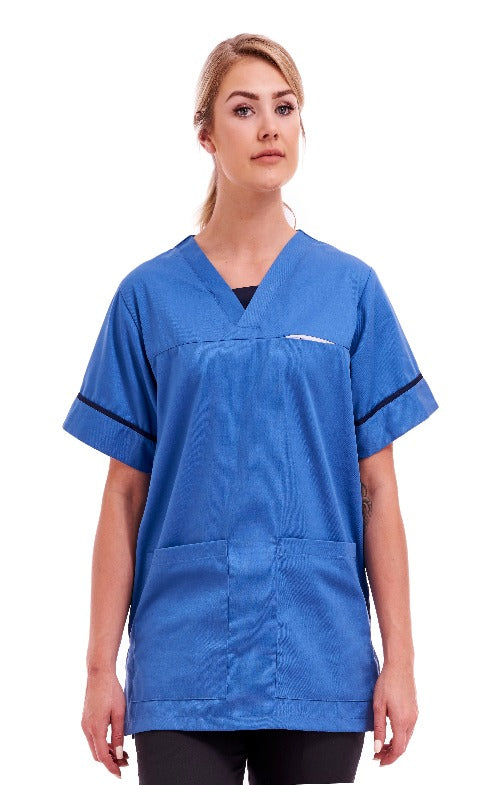 Unisex Smart Scrub Tunic Nurse Uniform Poly Cotton | Size S to XXL | Hospital Blue