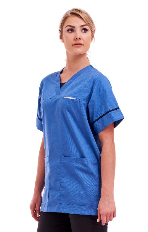 Unisex Smart Scrub Tunic Nurse Uniform Poly Cotton | Size S to XXL | Hospital Blue